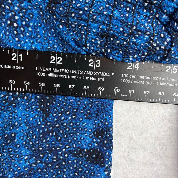Michael Kors Smocked Blouse Women's Medium Blue Abstract Dot Motif Wide Sleeve - Picture 9 of 11